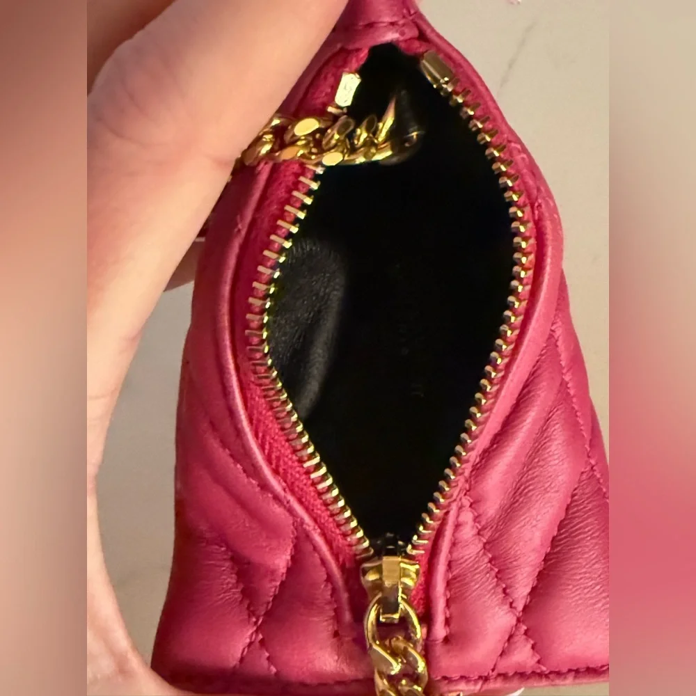 Saint Laurent‎ YSL Quilted Mini Pouch Charm Pink Leather Gold Chain - Picture 5 of 9